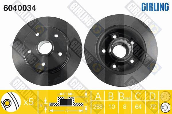 Girling 6040034 - Тормозной диск autospares.lv