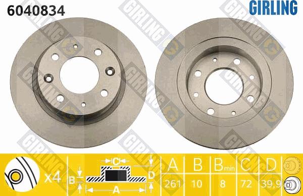 Girling 6040834 - Тормозной диск autospares.lv