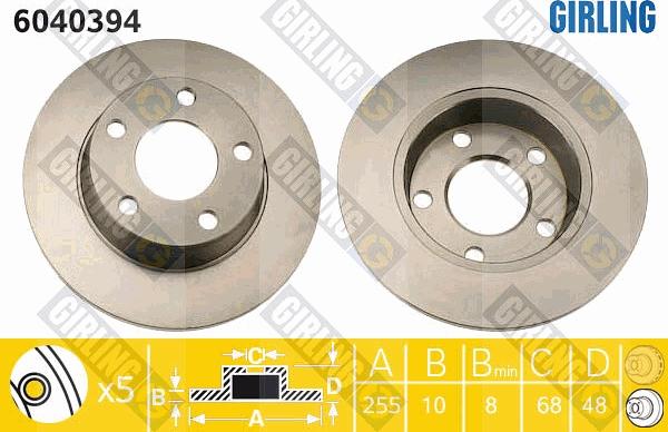 Girling 6040394 - Тормозной диск autospares.lv