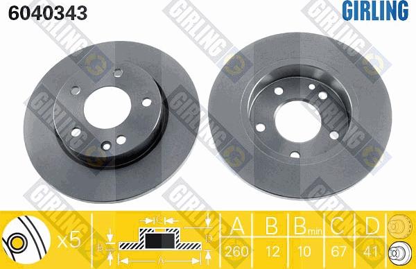 Girling 6040343 - Тормозной диск autospares.lv