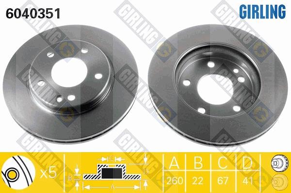 Girling 6040351 - Тормозной диск autospares.lv