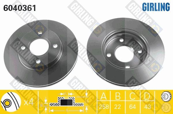 Girling 6040361 - Тормозной диск autospares.lv