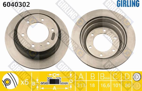 Girling 6040302 - Тормозной диск autospares.lv