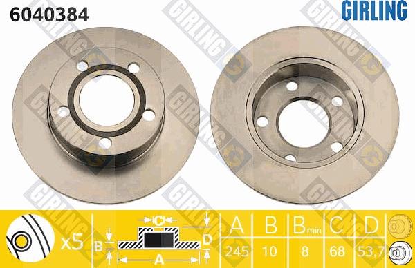 Girling 6040384 - Тормозной диск autospares.lv