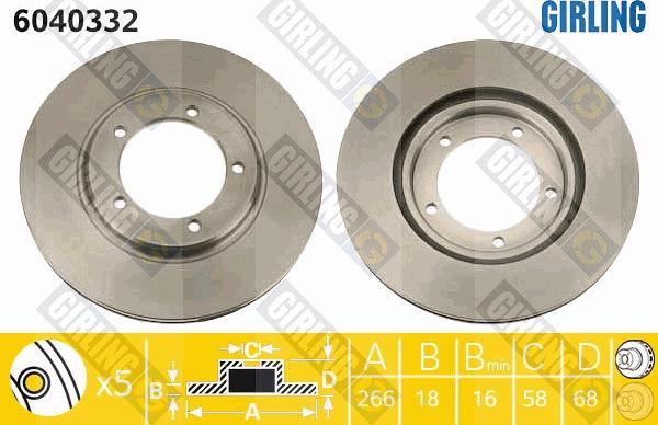 Girling 6040332 - Тормозной диск autospares.lv