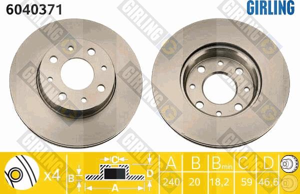 Girling 6040371 - Тормозной диск autospares.lv