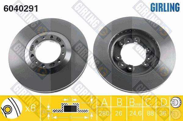 Girling 6040291 - Тормозной диск autospares.lv