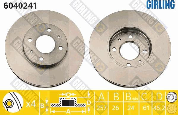 Girling 6040241 - Тормозной диск autospares.lv