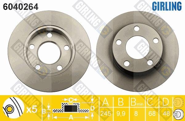 Girling 6040264 - Тормозной диск autospares.lv