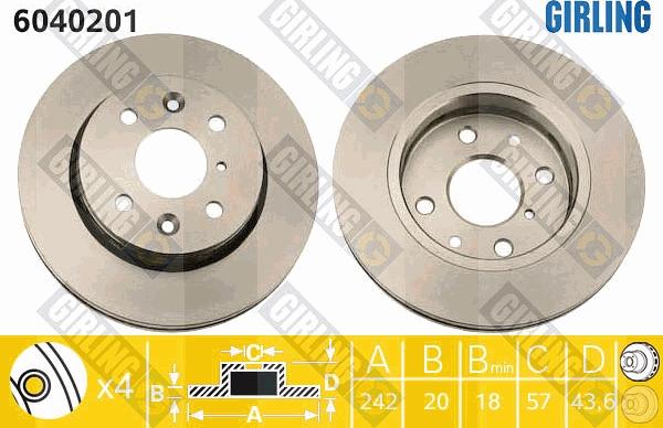 Girling 6040201 - Тормозной диск autospares.lv