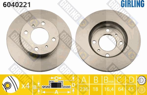 Girling 6040221 - Тормозной диск autospares.lv