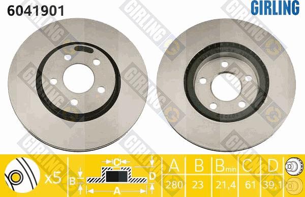 Girling 6041901 - Тормозной диск autospares.lv