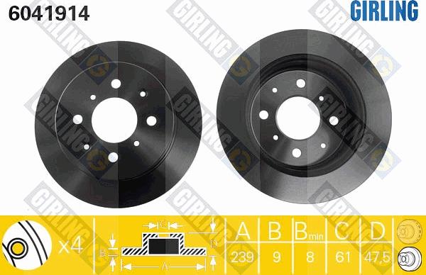 Girling 6041914 - Тормозной диск autospares.lv