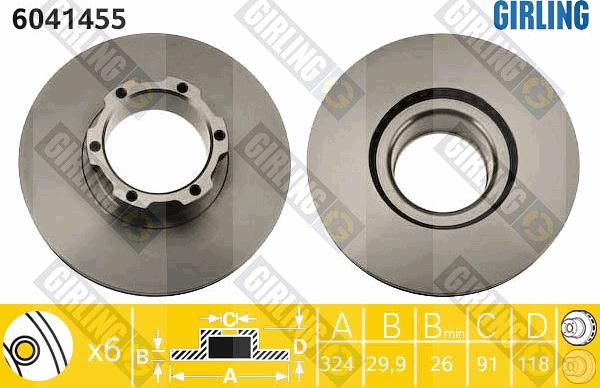 Girling 6041455 - Тормозной диск autospares.lv