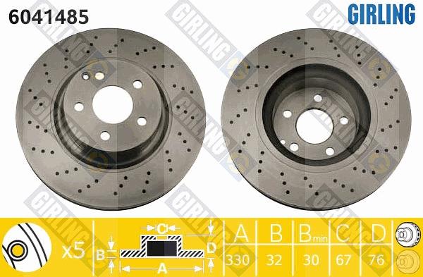 Girling 6041485 - Тормозной диск autospares.lv