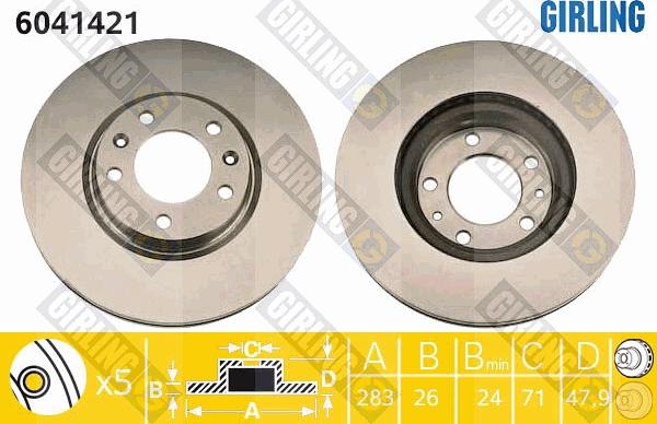 Girling 6041421 - Тормозной диск autospares.lv