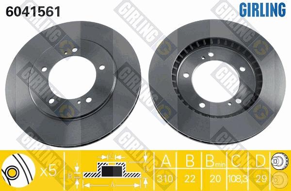 Girling 6041561 - Тормозной диск autospares.lv