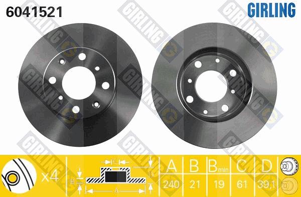 Girling 6041521 - Тормозной диск autospares.lv