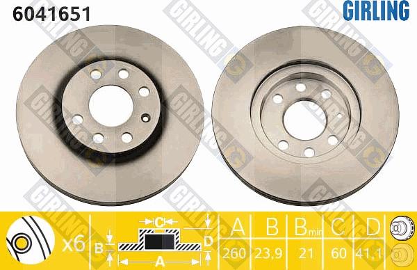 Girling 6041651 - Тормозной диск autospares.lv