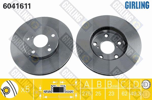 Girling 6041611 - Тормозной диск autospares.lv