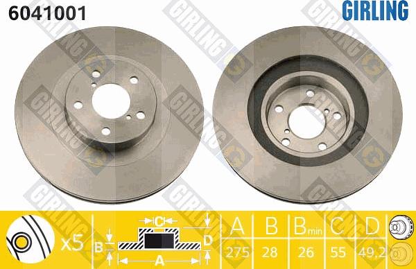 Girling 6041001 - Тормозной диск autospares.lv