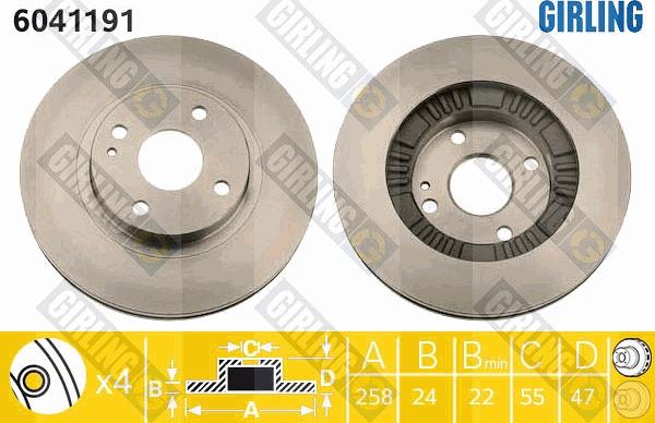 Girling 6041191 - Тормозной диск autospares.lv