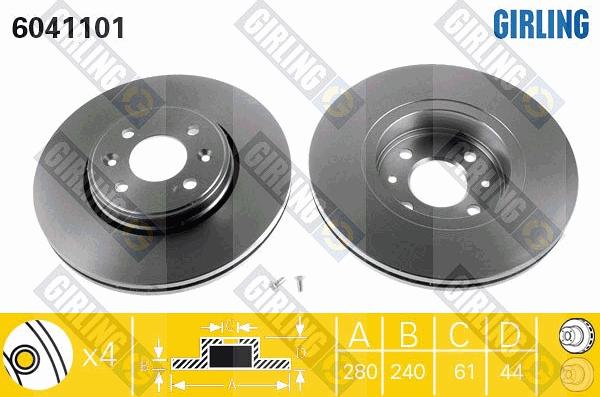 Girling 6041101 - Тормозной диск autospares.lv