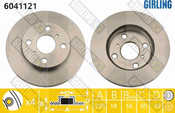 Girling 6041121 - Тормозной диск autospares.lv