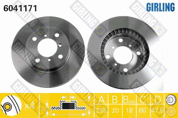 Girling 6041171 - Тормозной диск autospares.lv