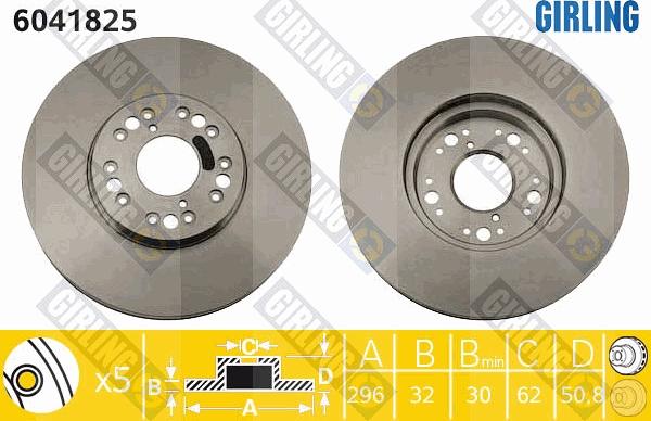 Girling 6041825 - Тормозной диск autospares.lv