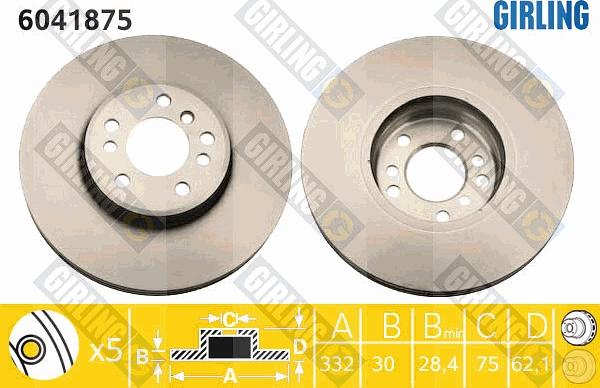 Girling 6041875 - Тормозной диск autospares.lv