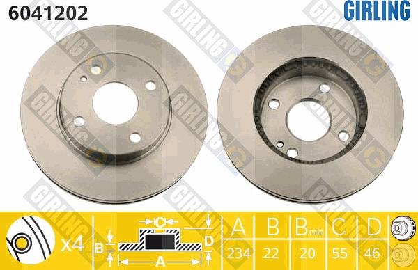 Girling 6041202 - Тормозной диск autospares.lv