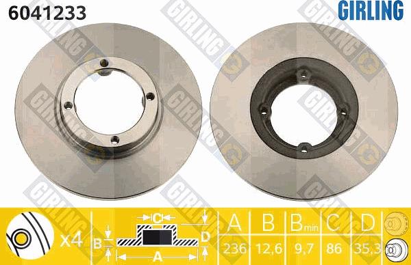 Girling 6041233 - Тормозной диск autospares.lv