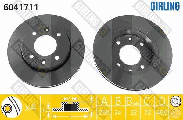 Girling 6041711 - Тормозной диск autospares.lv