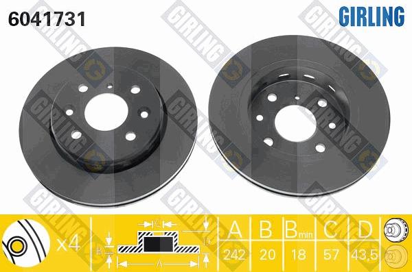 Girling 6041731 - Тормозной диск autospares.lv