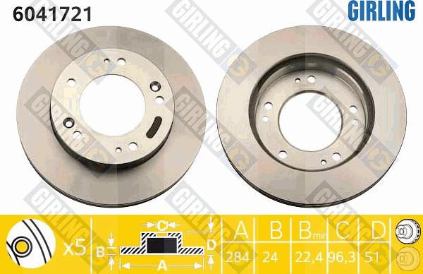 Girling 6041721 - Тормозной диск autospares.lv