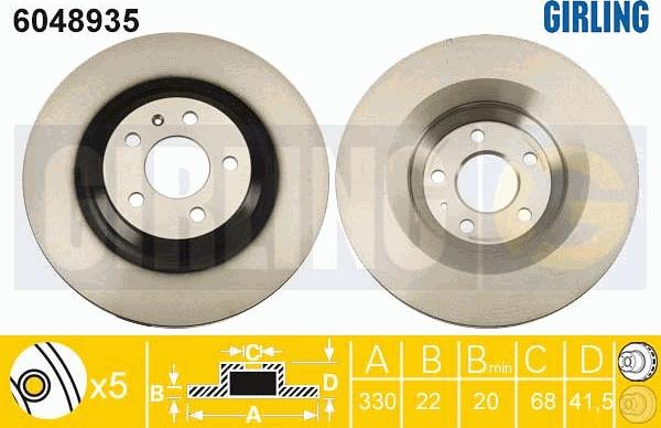 Girling 6048935 - Тормозной диск autospares.lv