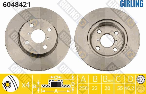 Girling 6048421 - Тормозной диск autospares.lv