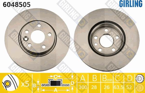 Girling 6048505 - Тормозной диск autospares.lv