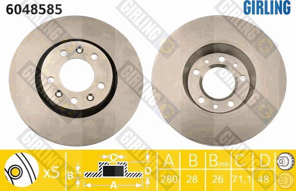 Girling 6048585 - Тормозной диск autospares.lv