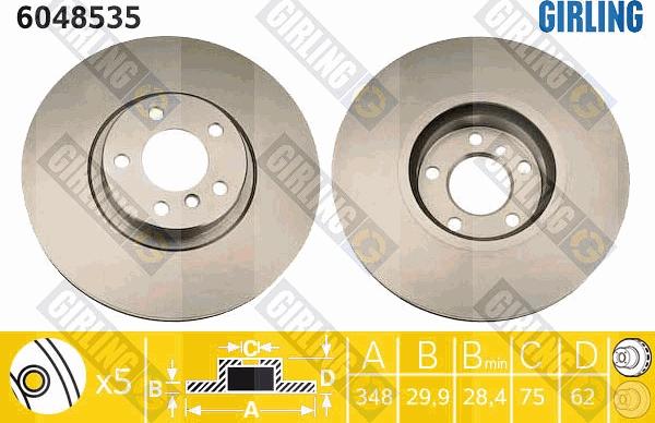 Girling 6048535 - Тормозной диск autospares.lv