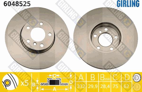 Girling 6048525 - Тормозной диск autospares.lv