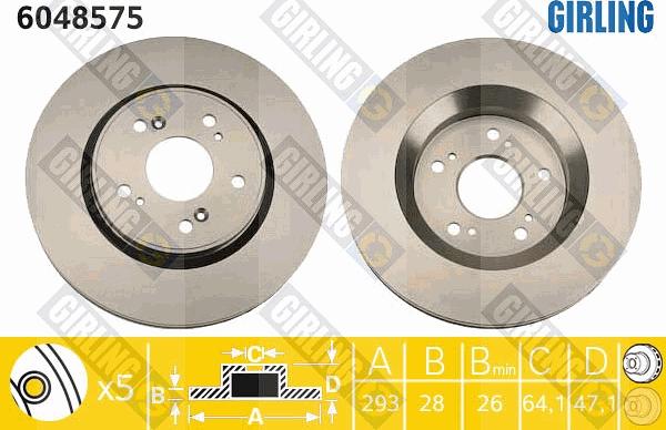 Girling 6048575 - Тормозной диск autospares.lv