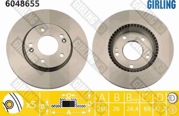 Girling 6048655 - Тормозной диск autospares.lv