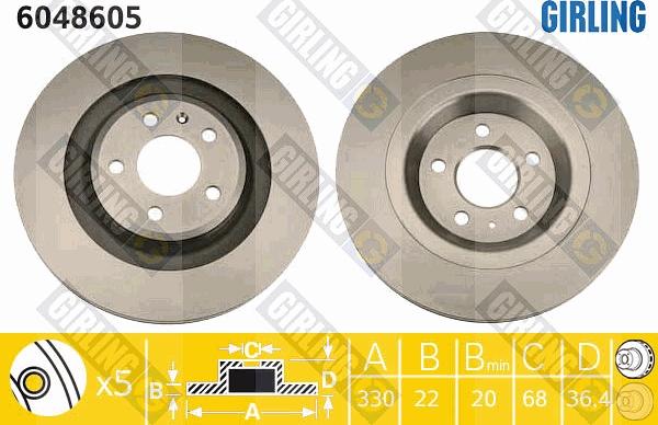 Girling 6048605 - Тормозной диск autospares.lv