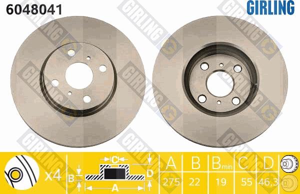 Girling 6048041 - Тормозной диск autospares.lv