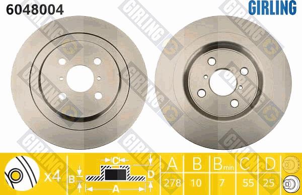 Girling 6048004 - Тормозной диск autospares.lv