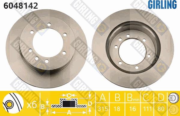 Girling 6048142 - Тормозной диск autospares.lv