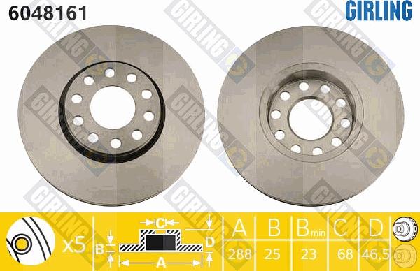 Girling 6048161 - Тормозной диск autospares.lv