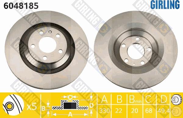 Girling 6048185 - Тормозной диск autospares.lv